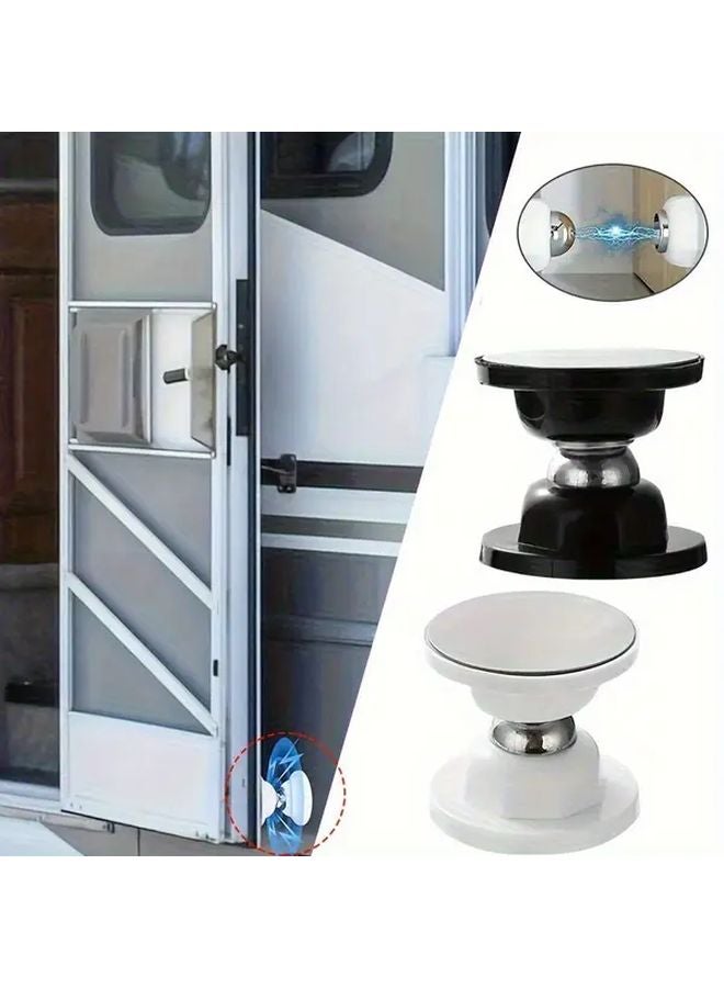 White Magnetic Door Stopper No Drilling Required Non Slip For Wood Glass Metal Doors - Image 2